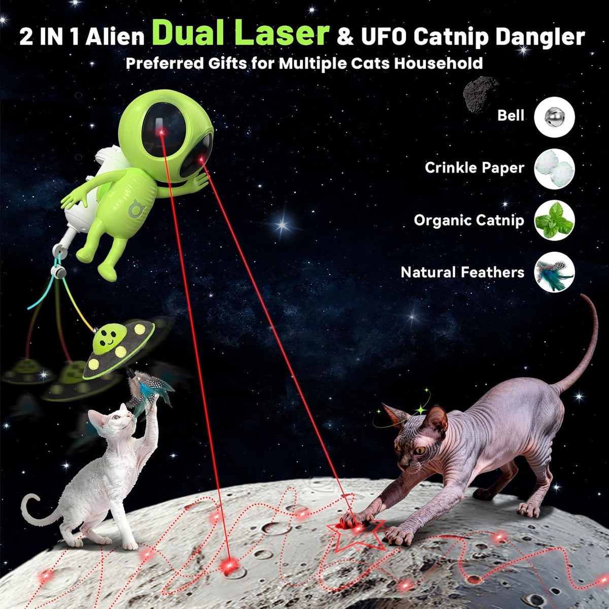 ORSDA automatic cat laser projector with adjustable clamp mounted on table