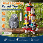 Small parrot playing with Rypet wood and rope bite toy.