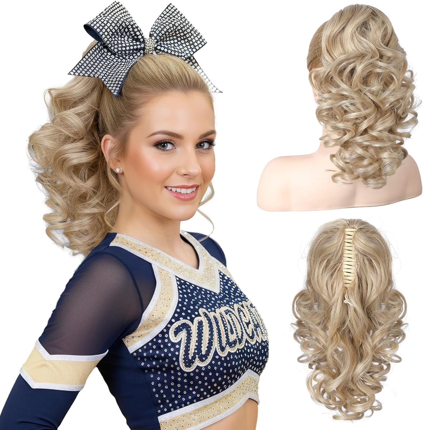 REECHO 12 Inch Ponytail Extension front view premium curly hairpiece