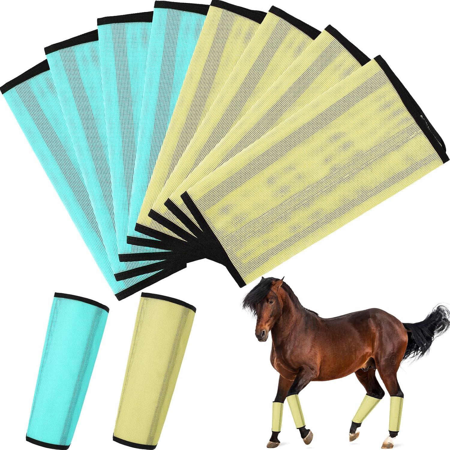 8 Pcs Horse Fly Boots UV-Protective Mesh Ventilated, Fly Boots for Protecting Horse Legs & Stomp-reducing from Insect Bites - Image 12