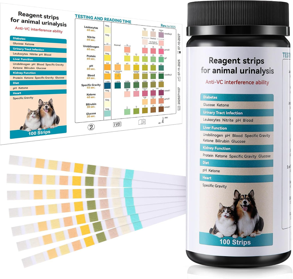 One Step Pet Urine Testing Strips front view package with color chart for dog and cat health screening