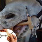 Peutier equestrian supplies showing the self sticking properties of the horse bit tape.