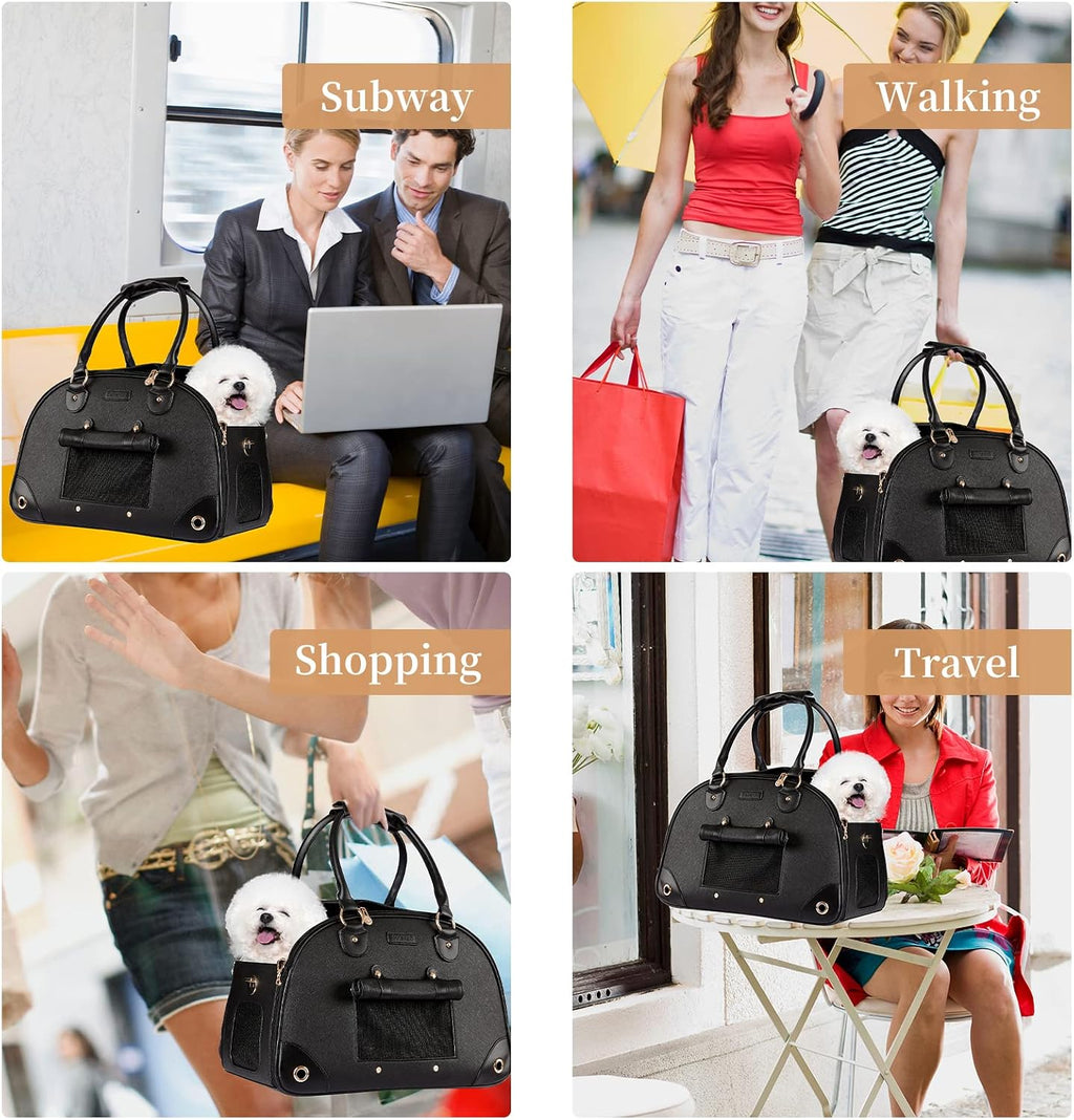 Foldable pet carrier being stored compactly
