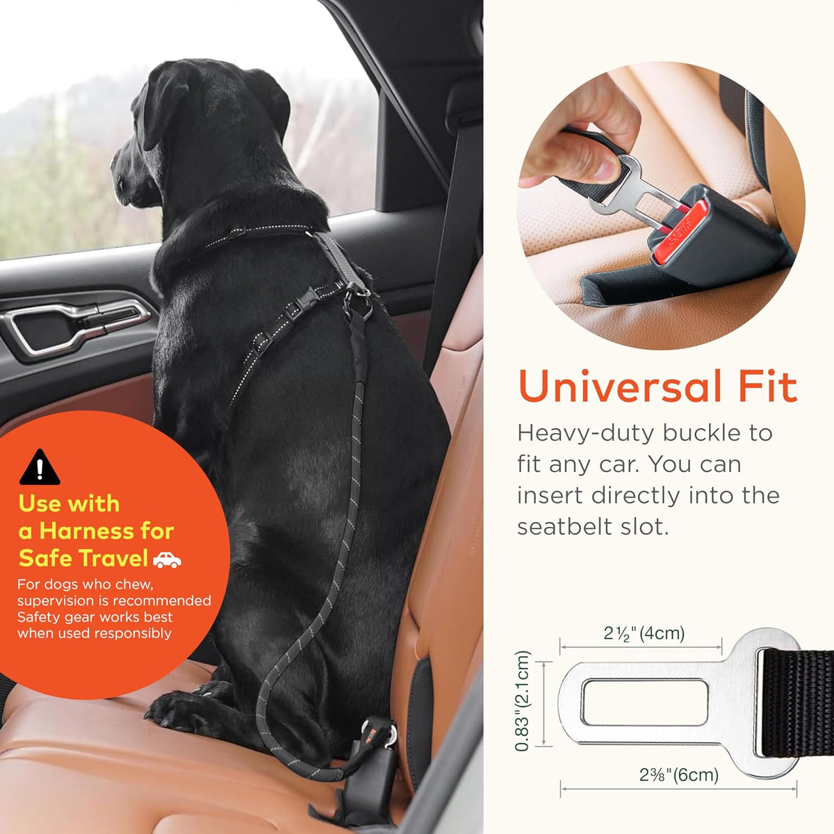 Arca Pet dog seat belt swivel mechanism for tangle-free use