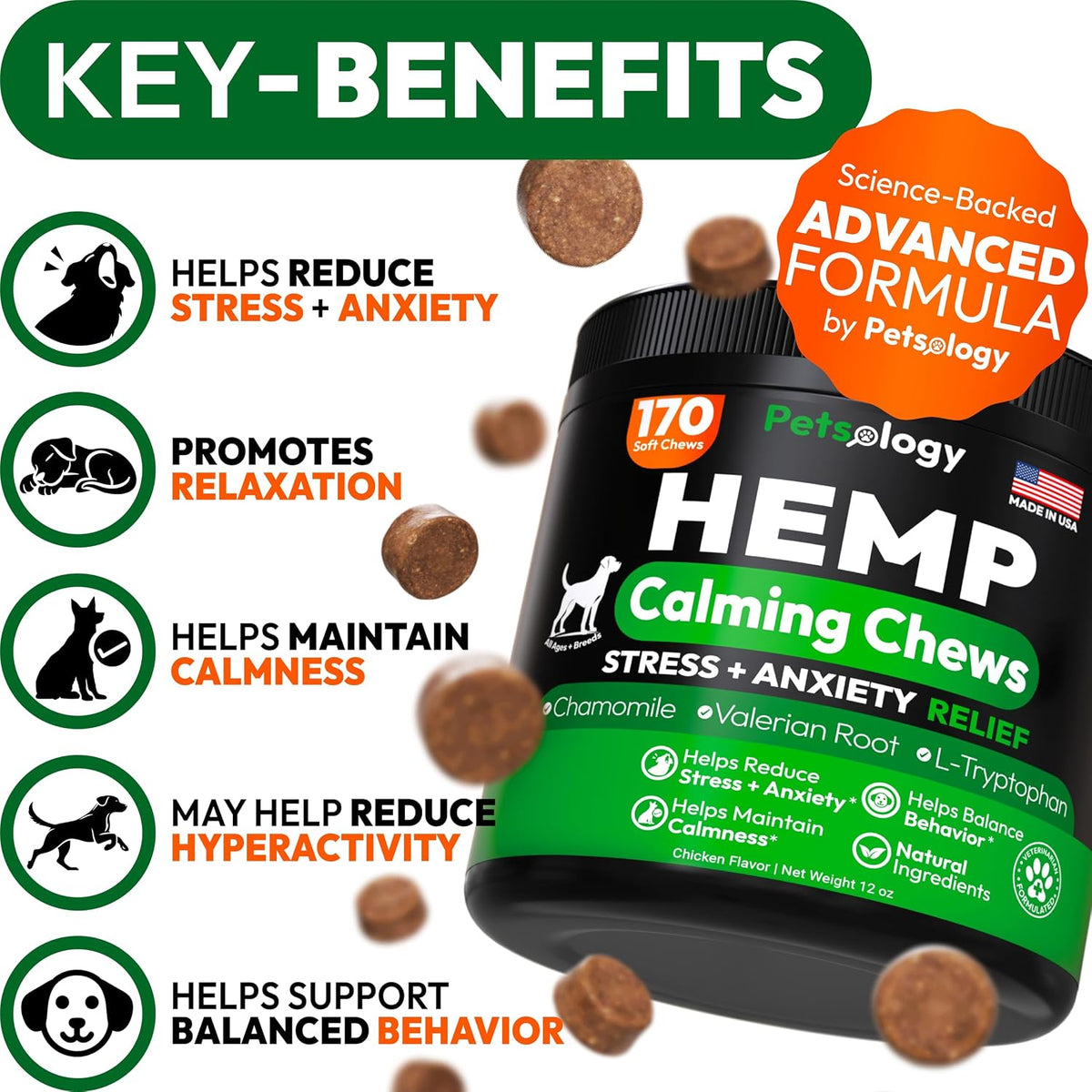 Grateful Pawz dog anxiety relief supplements chicken flavor chews
