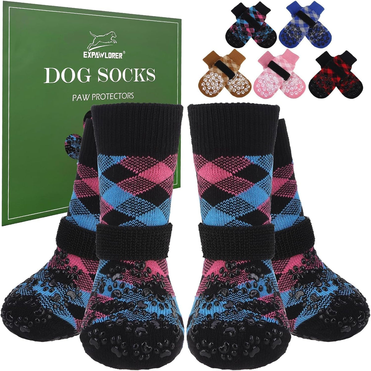 EXPAWLORER Dog Socks for Summer Hot Pavement to Prevent Licking Paws, Anti Slip Doggie Booties Grippy Shoes for Hardwood Floors, Boots & Paw Protectors for Small Medium Large Senior Dogs Khaki M - Image 11