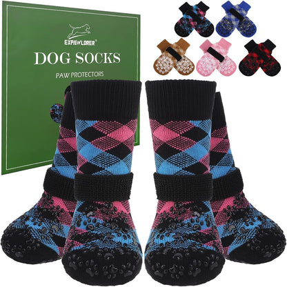 EXPAWLORER Dog Socks for Summer Hot Pavement to Prevent Licking Paws, Anti Slip Doggie Booties Grippy Shoes for Hardwood Floors, Boots & Paw Protectors for Small Medium Large Senior Dogs Khaki M - Image 11