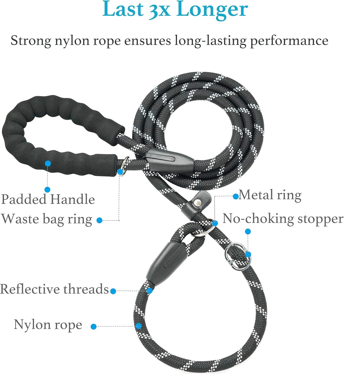 iYoShop training leash padded handle close up emphasizing ergonomic comfort grip