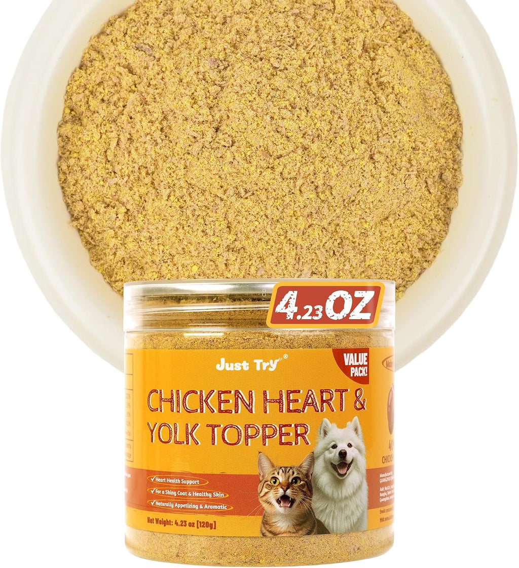 Just Try 4.23 OZ Cat & Dog Food Toppers with Chicken Liver Freeze Dried Egg Yolk for Picky Eaters Iron Support Grain Free High Protein Meal Toppers - Image 12