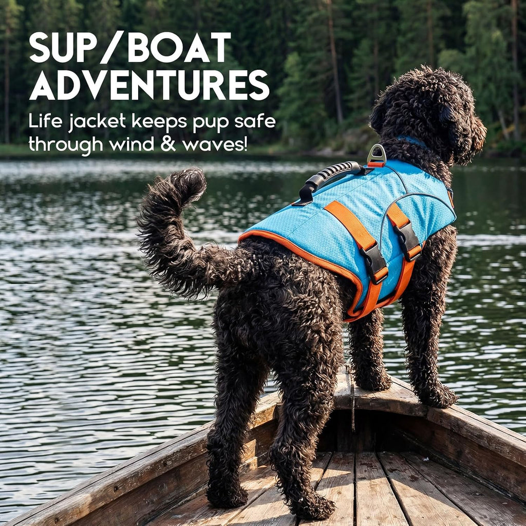 ASENKU Dog Life Jacket for Swimming & Boating, High Buoyancy Dog Life Vest with Rescue Handle, Reflective & Adjustable Fit for Small to Large Dogs (Blue, XL) - Image 9