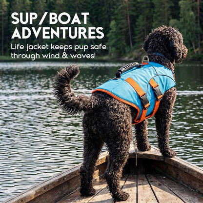 ASENKU Dog Life Jacket for Swimming & Boating, High Buoyancy Dog Life Vest with Rescue Handle, Reflective & Adjustable Fit for Small to Large Dogs (Blue, XL) - Image 9
