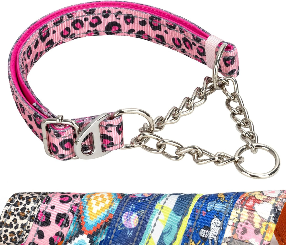 Martingale Dog Collar with Steel Chain, Reflective Choke Collar with Soft Padded- Adjustable No Pull with Bohemia Flower for Training Large Dogs Pet Collars for WalkingL - Image 13
