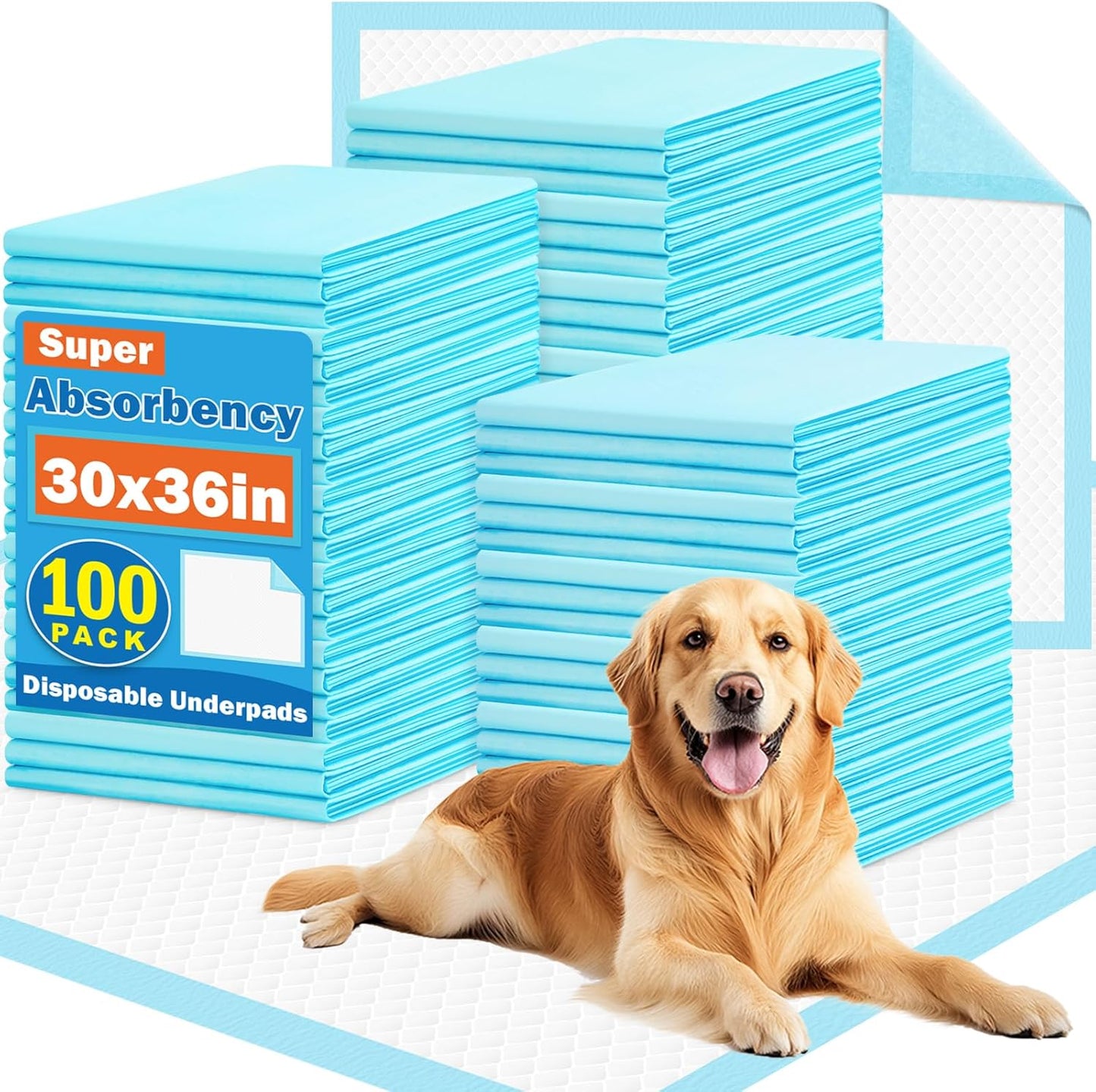 VISRIE 100 Pack 30"x36" Extra Large Dog Pee Pads - Super Absorbent & Leak-Proof Disposable Puppy Training Pads, Quick-Dry 5-Layer XL Potty Piddle Pads for Housebreaking & Crates - Image 1