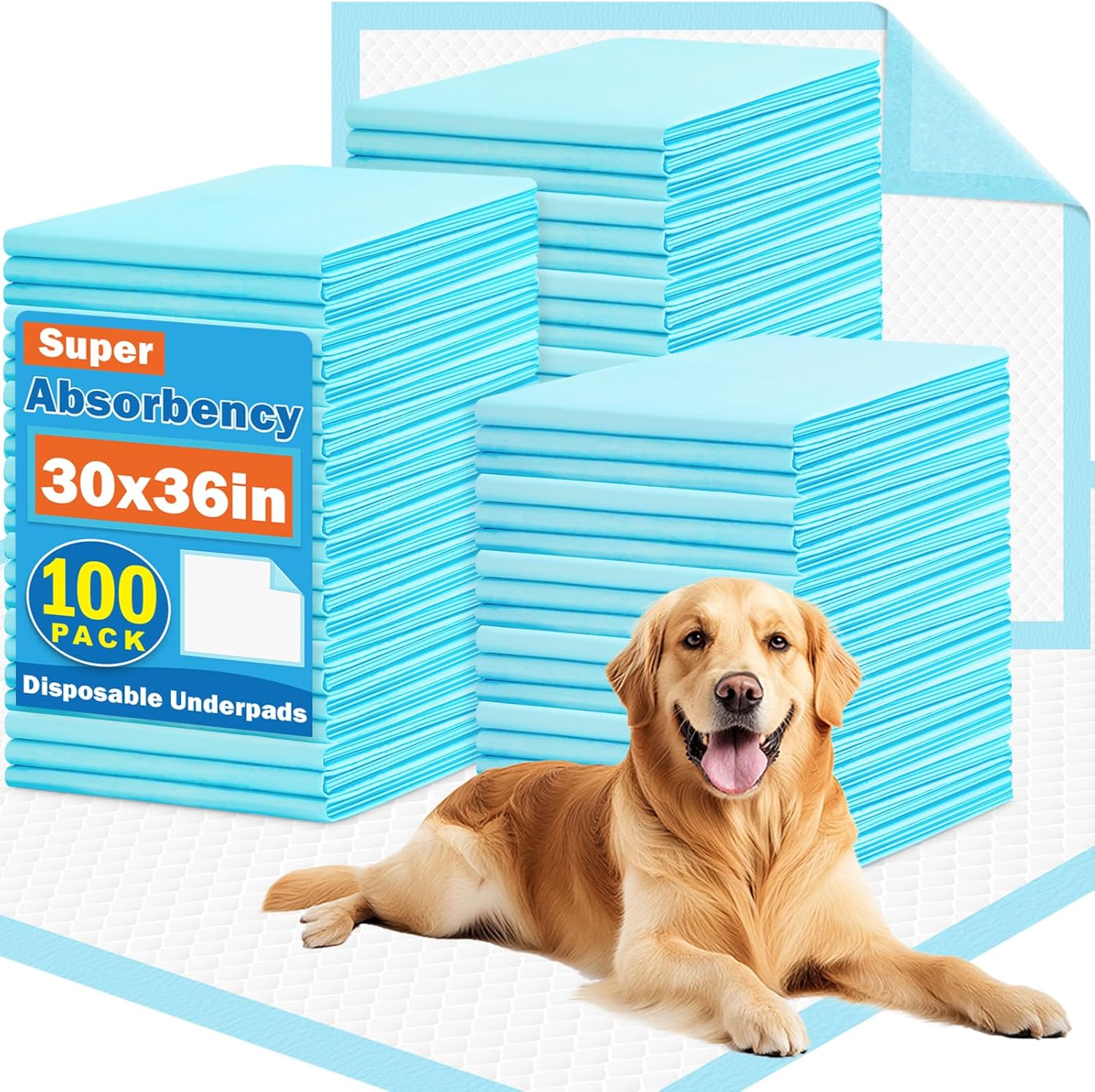 VISRIE 100 Pack 30"x36" Extra Large Dog Pee Pads - Super Absorbent & Leak-Proof Disposable Puppy Training Pads, Quick-Dry 5-Layer XL Potty Piddle Pads for Housebreaking & Crates - Image 1