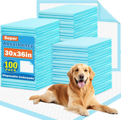 VISRIE 100 Pack 30"x36" Extra Large Dog Pee Pads - Super Absorbent & Leak-Proof Disposable Puppy Training Pads, Quick-Dry 5-Layer XL Potty Piddle Pads for Housebreaking & Crates - Image 1