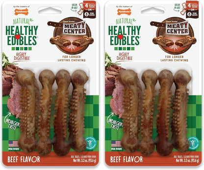 Nylabone Healthy Edibles Natural Dog Chews Long Lasting Meaty Center Beef Flavor Treats for Dogs, Small (12 Count) - Image 11