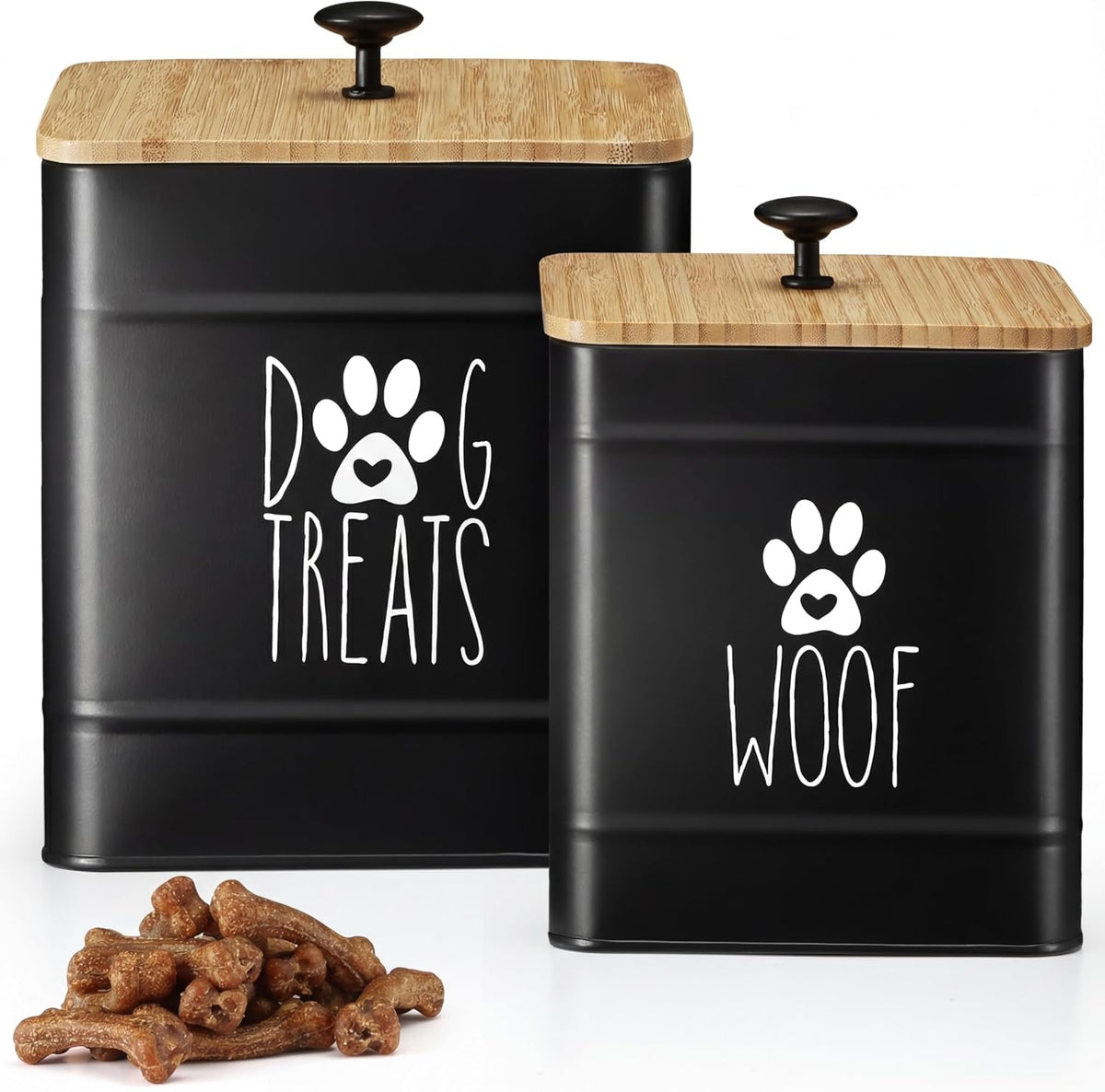 PERFNIQUE Dog Treat Container, Airtight Dog Treat Jar Set of 2, Dog Cookie Jar for kitchen Counter, Pet Treat Container, Dog Treat Canister and Storage, 7.8x6.2 & 7.3x5.5(White) - Image 9