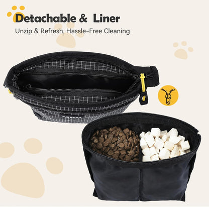 Interior view of Agptek treat pouch with split snack divider