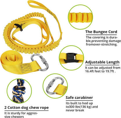 Two different sizes of detachable cotton knot chew toys included in the HOKINETY outdoor fitness set