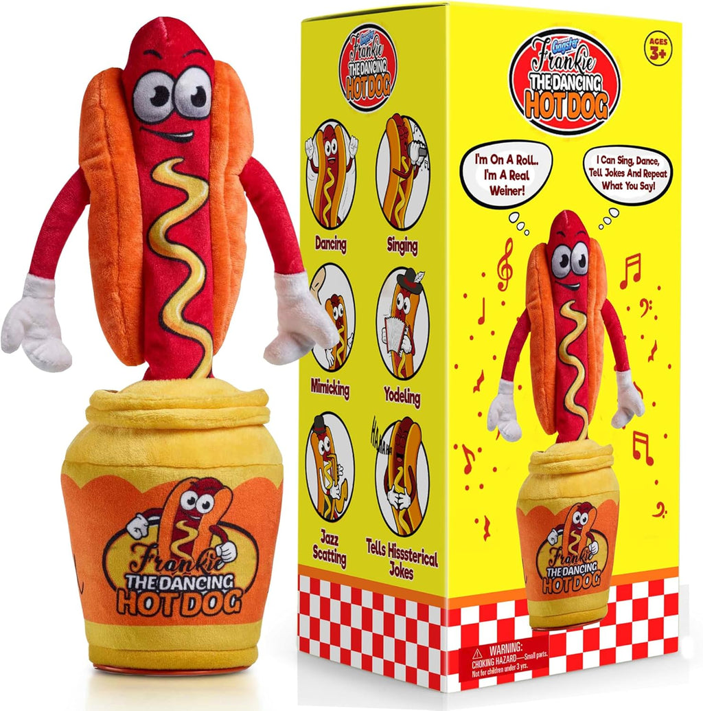Gagster Dancing Hot Dog interactive plush toy front view premium imported novelty gift