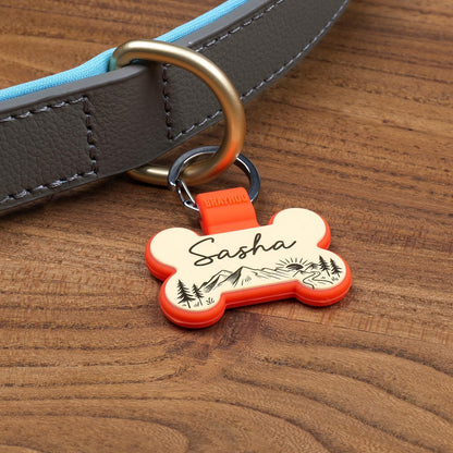 Deeply engraved custom silicone dog name tag illustrating clear text visibility.