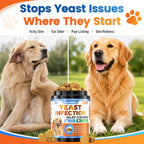 Authentic USA imported dog skin care product packaging display.