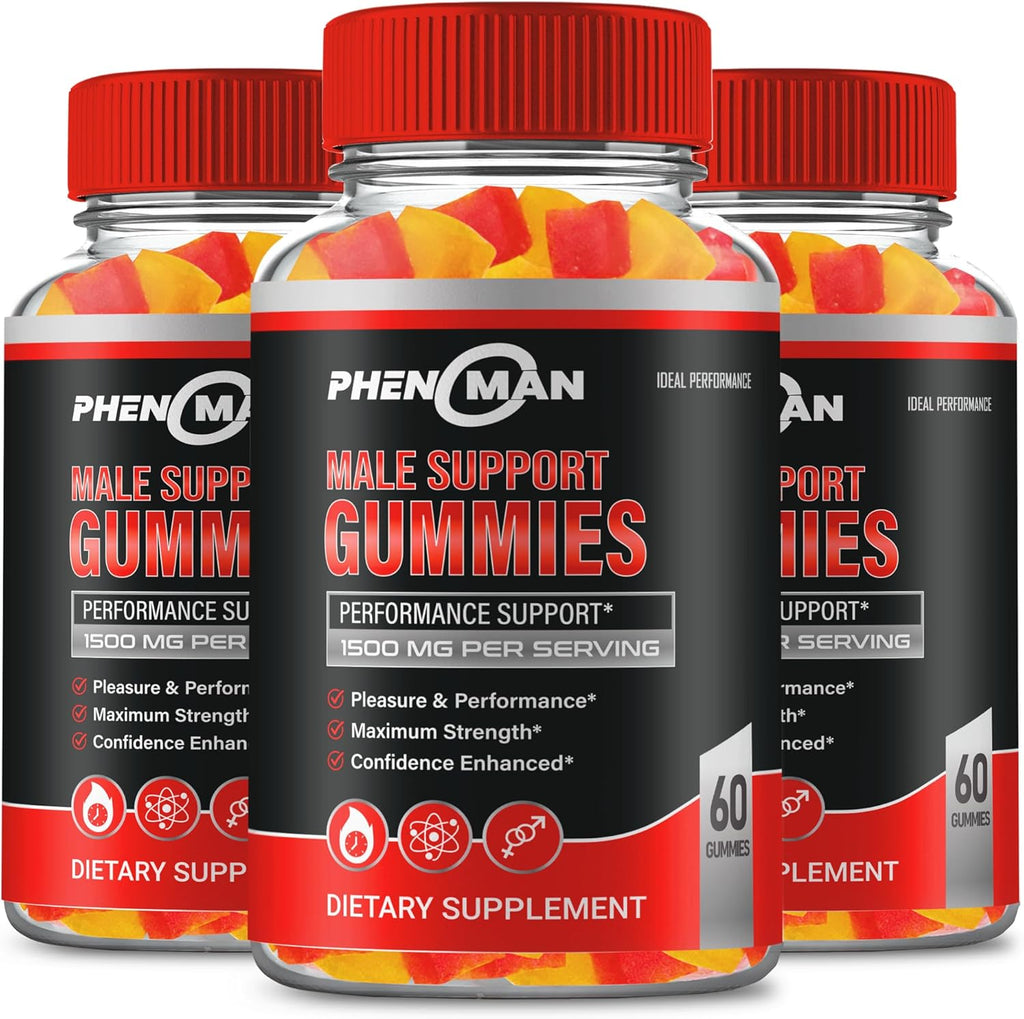 Ideal Performance Phenoman Hemp Gummies 3 Pack front view for men's wellness.
