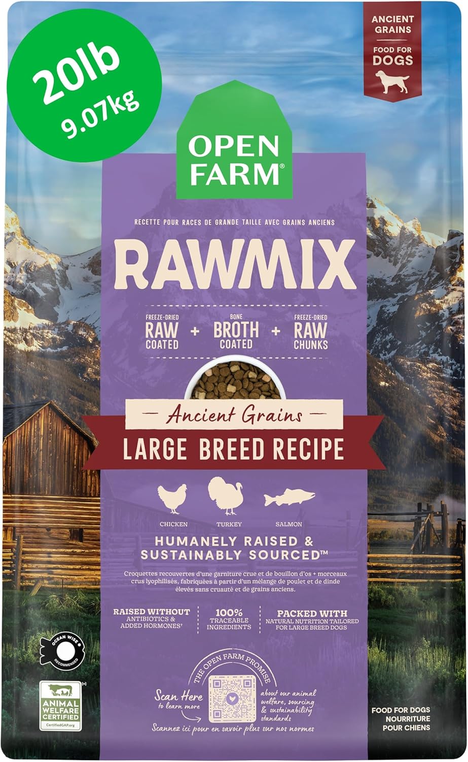 Open Farm, RawMix Dry Dog Food with Ancient Grains, Protein-Packed Kibble Coated in Bone Broth with Freeze Dried Raw Chunks, Salmon Whitefish & Rockfish, Wild Ocean Recipe, 20lb Bag - Image 10