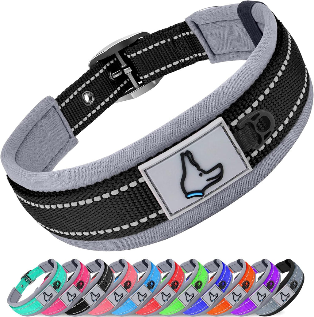 Joytale Dog Collar for Large Dogs, Neoprene Padded and Adjustable, Reflective Wide Heavy Duty Pet Collars with Durable Metal Belt Buckle for Walking, Hotpink, L - Image 12