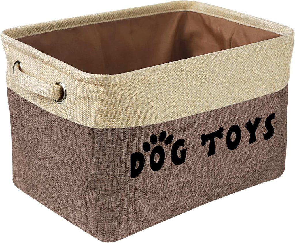 PET ARTIST Dog Toy Basket, Collapsible Dog Toy Bin Box with Comfortable Handles, Large Pet Toy Storage Basket Organizer for Accessories, Toys,Coat & Clothing,Blanket Leash (Brown, M:15"x11"x9") - Image 11