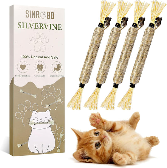 Sinrobo silvervine sticks for cats front view packaging