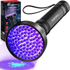 Vansky Black Light UV Flashlight front view highlighting the 100 LED purple hued lens.