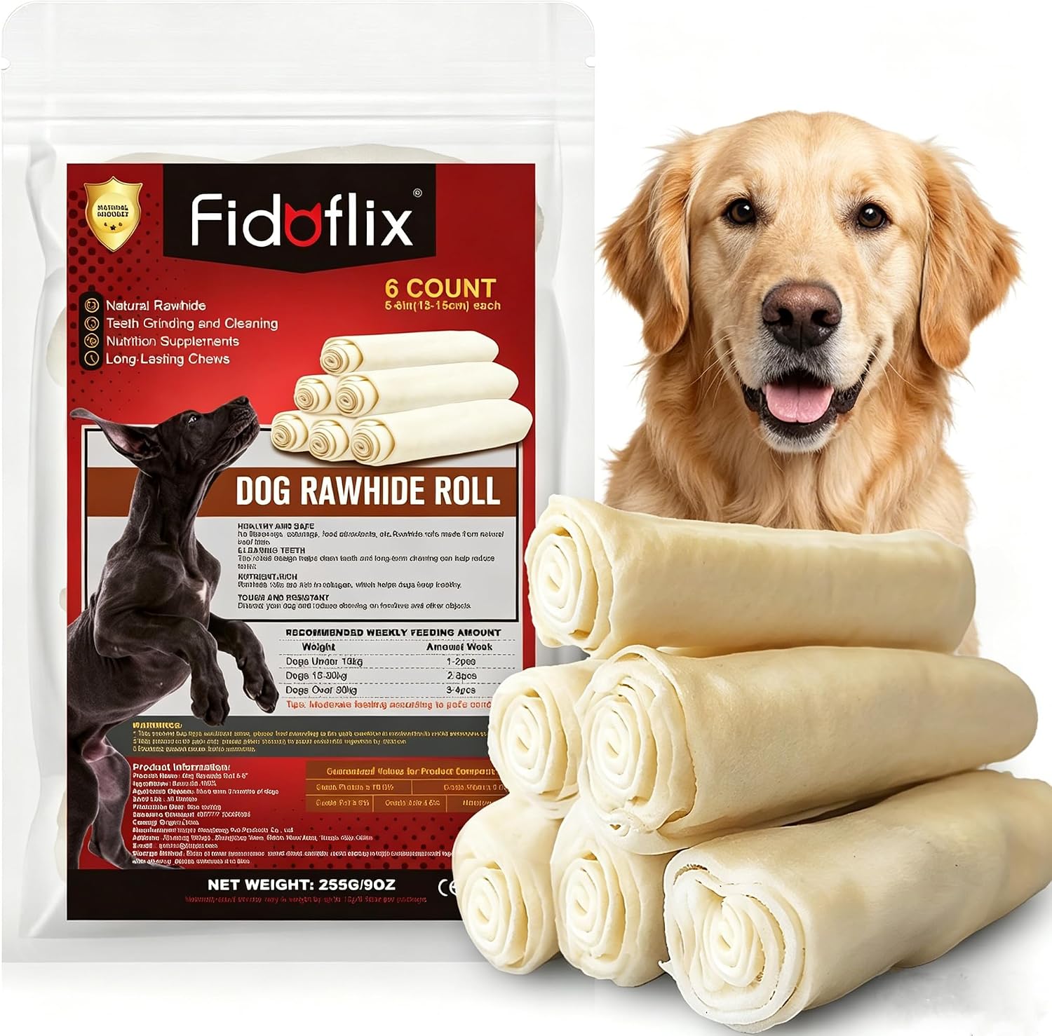 FidoFlix dental care rawhide sticks for plaque and tartar reduction
