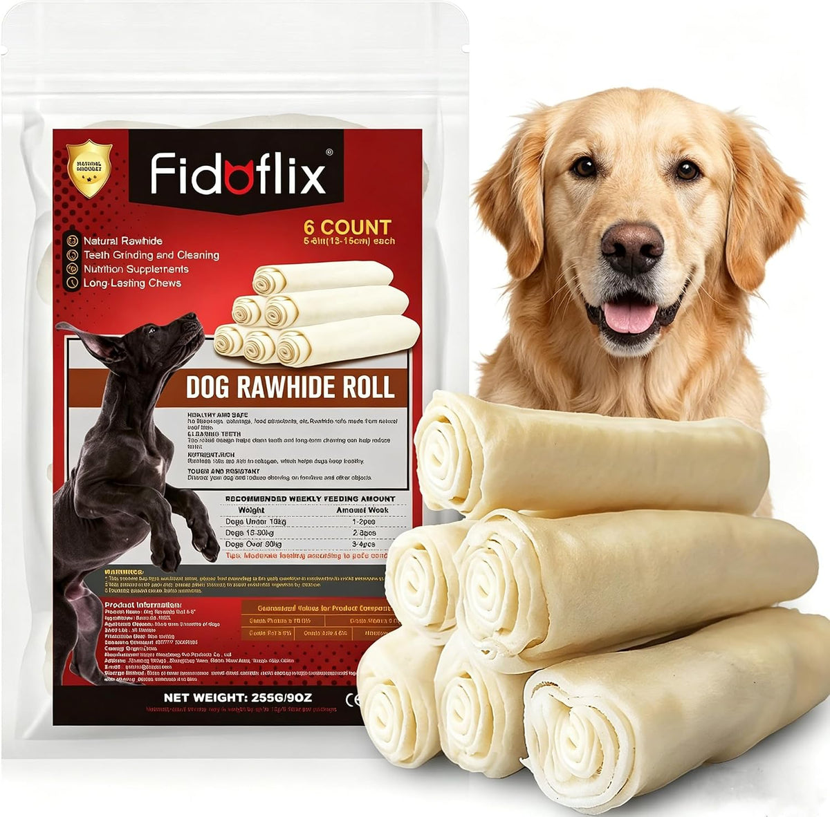 FidoFlix dental care rawhide sticks for plaque and tartar reduction