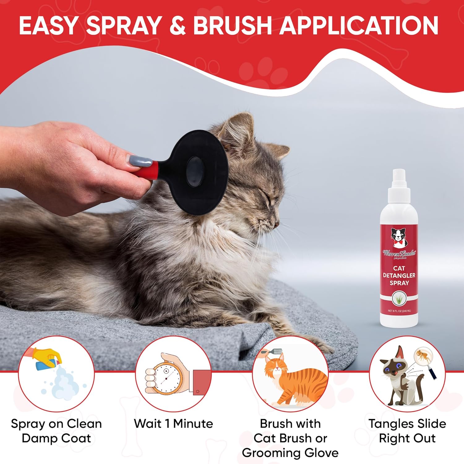 Alcohol free and paraben free cat fur detangler