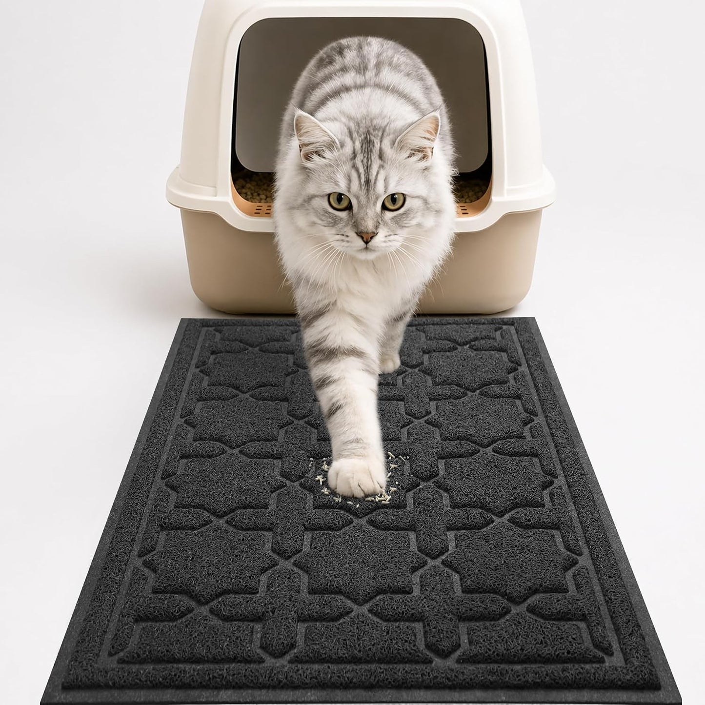 Yimobra Cat Litter Mat, Easy Clean Trapping PVC Mat with Waterproof Backing and Non Slip Bottom, Scatter Control Pad for Litter Box, 24"x20", Grey - Image 13