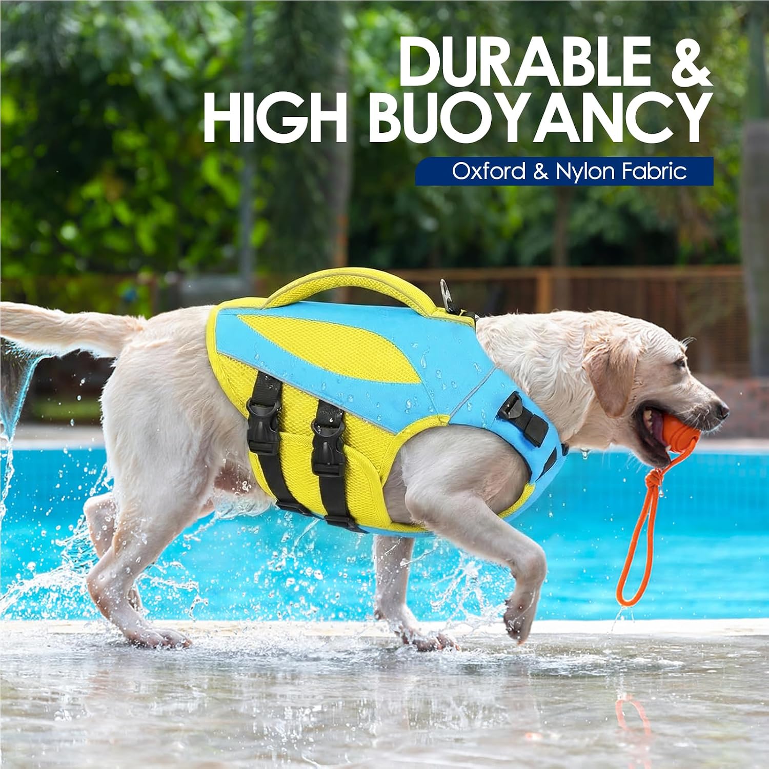 AOFITEE XL Dog Life Vest for swimming side view showing rescue handle