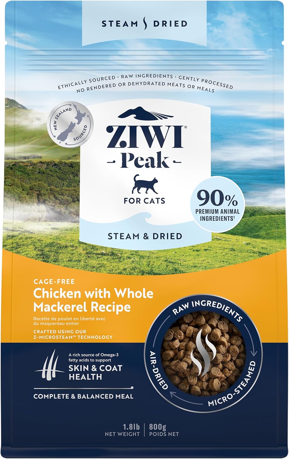 ZIWI Peak Steam & Dried Cat Food - Wild South Pacific Fish - High Protein, Skin & Coat Health, Low Carb, for All Life Stages (28.8oz) - Image 12
