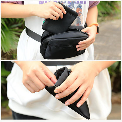 JRQCSJY multi functional dog walking pack laid flat to display all included straps and storage pockets.