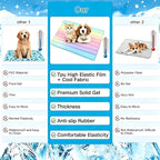 Portable and foldable cooling gel pad for dogs and cats placed inside a living room.