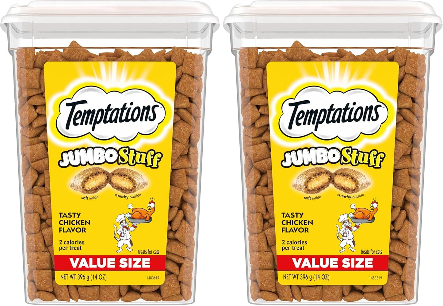 Temptations Jumbo Stuffed Cat Treats, Crunchy and Soft Cat Treats, Tasty Chicken Flavor, 14 oz. Tub - Image 14
