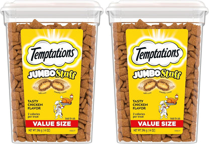 Temptations Jumbo Stuffed Cat Treats, Crunchy and Soft Cat Treats, Tasty Chicken Flavor, 14 oz. Tub - Image 14
