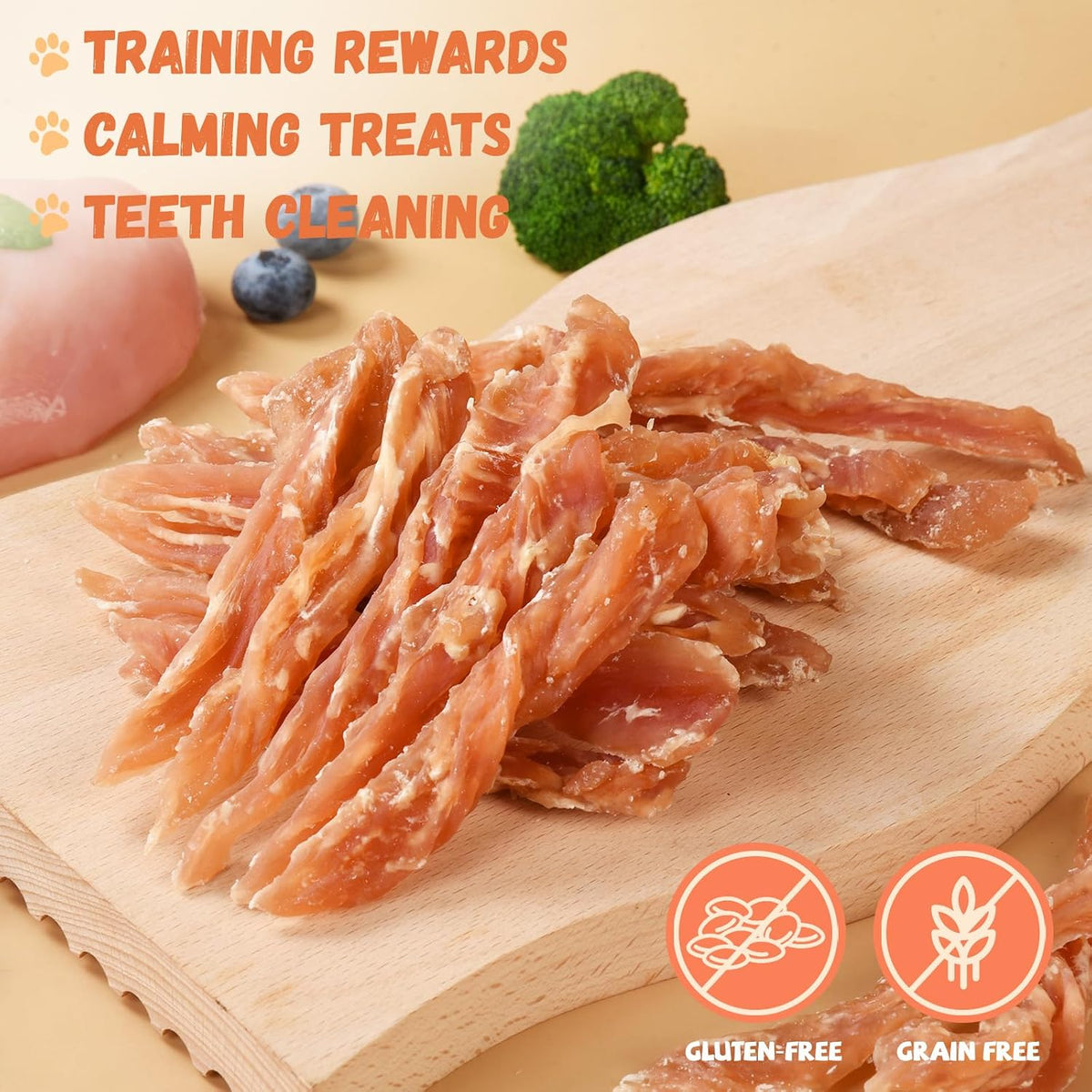 Dog enjoying healthy Pawmate chicken jerky training reward