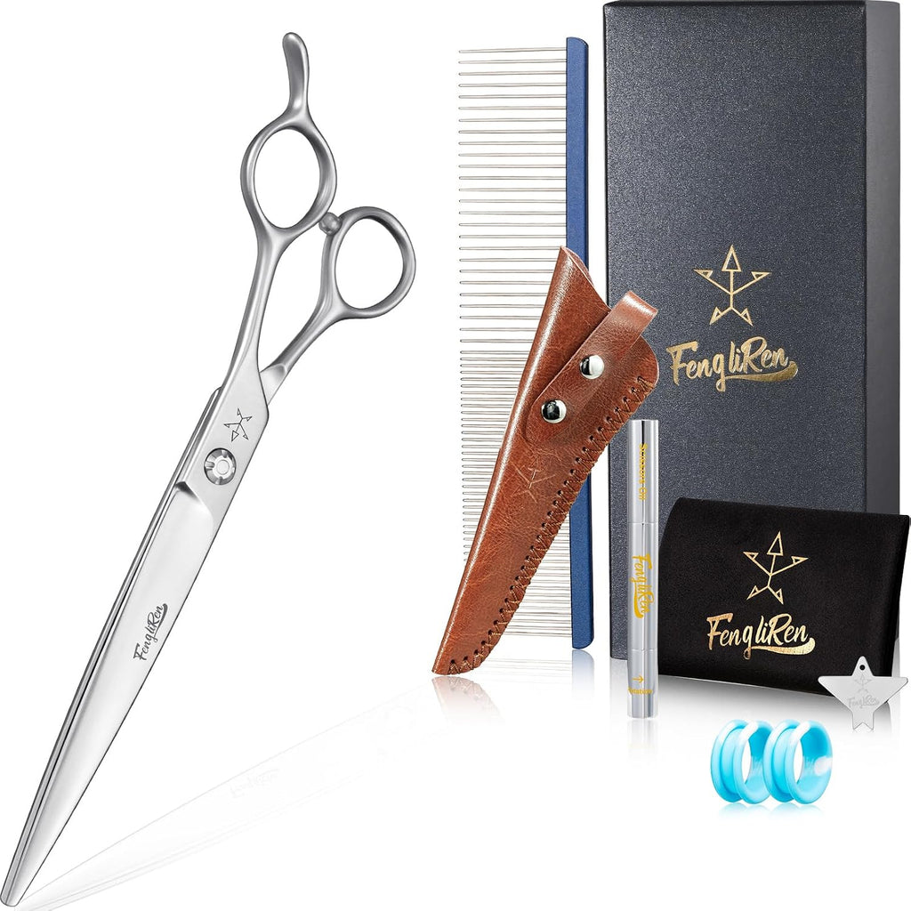 High-end Professional Dog Grooming Curved Thinning Scissors Teeth Blending Shears Pet Texturizing Thinner Blender Shears 7 Inch Extremely Very Sharp Made Of Stainless Steel Alloy For Dog Cat Groomer - Image 11