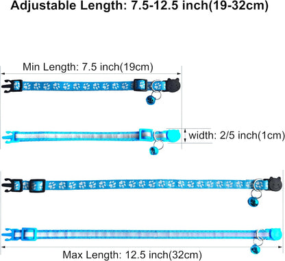 Two pack adjustable safety kitten collars with cat-face quick release buckle