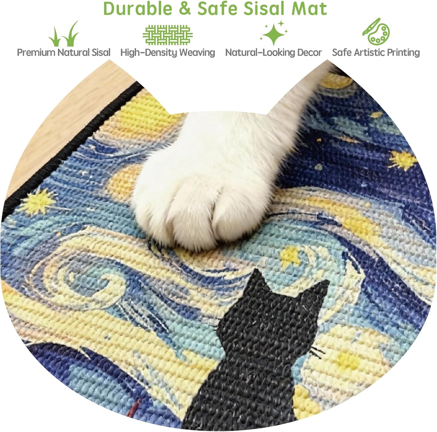 Close up of durable natural sisal texture on Soubeoii cat mat