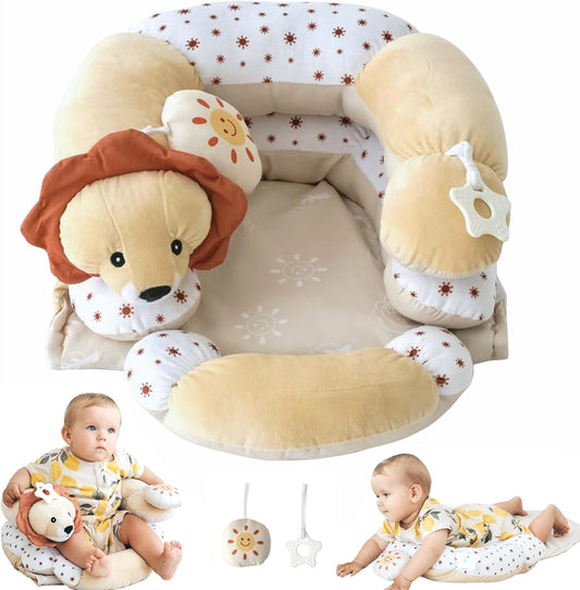 Aila+Aiden 2-in-1 tummy time mat and seated support in sand color front view