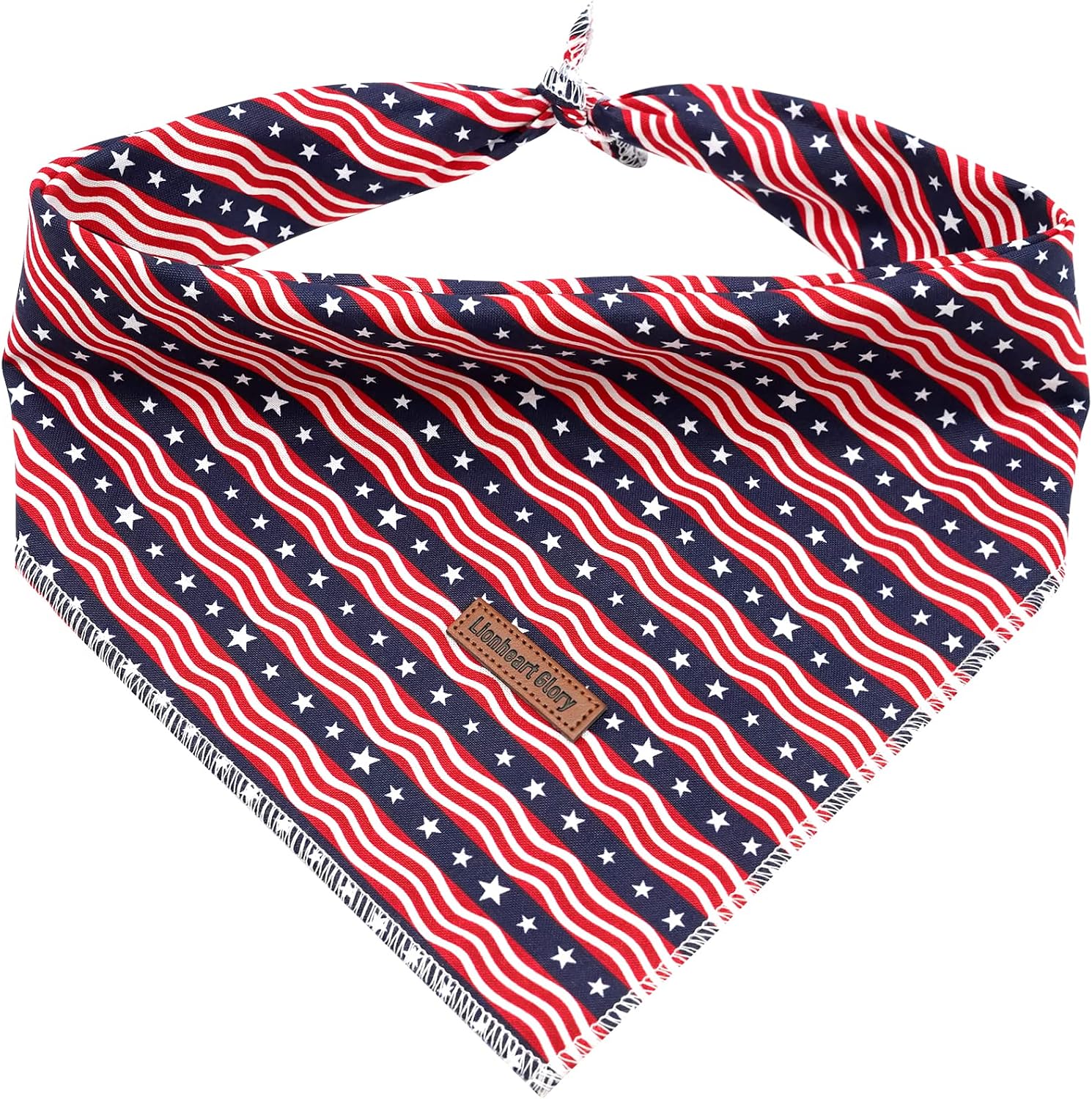 Lionheart Glory American flag dog bandana front view on medium breed