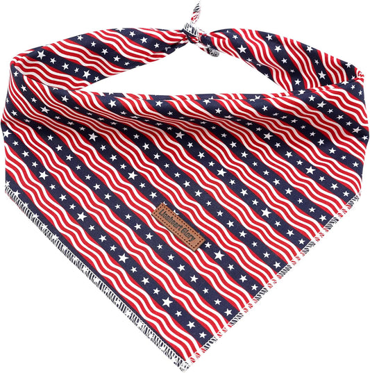 Lionheart Glory American flag dog bandana front view on medium breed