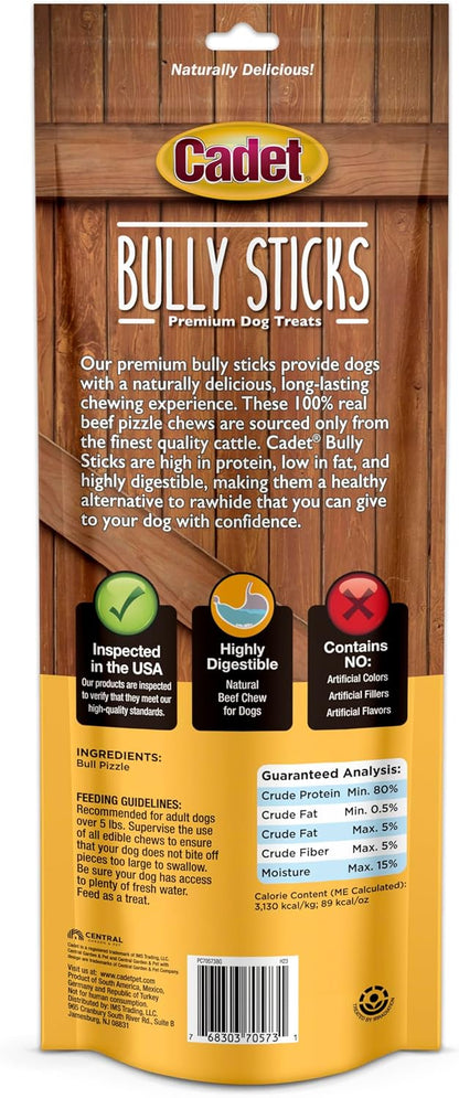 Cadet Bully Sticks for Large Dogs, All-Natural Beef Pizzle, Rawhide-Free Long-Lasting Dog Chews for Aggressive Chewers, 10 Count - Image 10